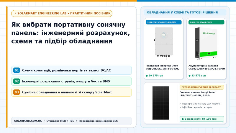 Як вибрати портативну сонячну панель: инженерный расчет, схемы и подбор оборудования