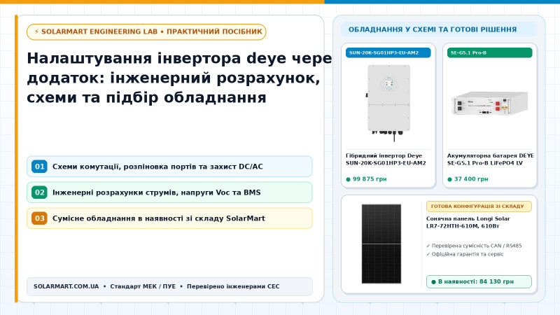 Налаштування інвертора deye через додаток: инженерный расчет, схемы и подбор оборудования