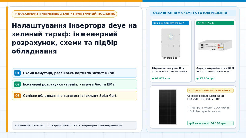Налаштування інвертора deye на зелений тариф: инженерный расчет, схемы и подбор оборудования